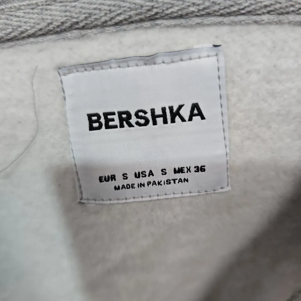 BERSHKA ZIP HOODIE, GREY, UK 8 (EU 36)