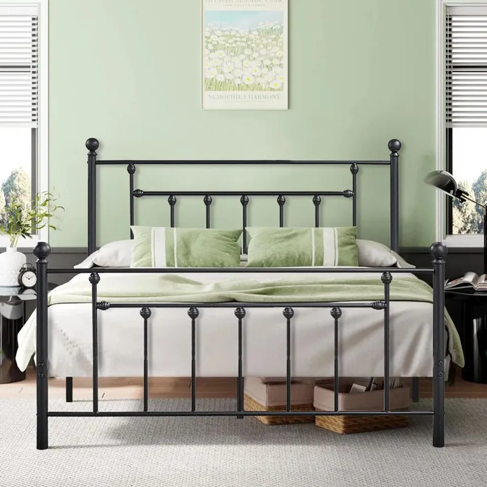 BOXED YT METAL BED FRAME W/HEADBOARD AND FOOTBOARD PLATFORM BED FRAME