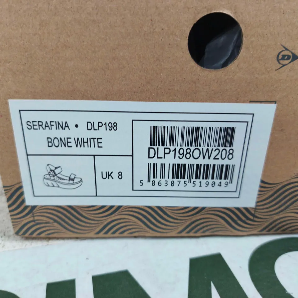 BOXED PAIR OF DUNLOP SERAFINA BONE WHITE SANDALS – UK 8
