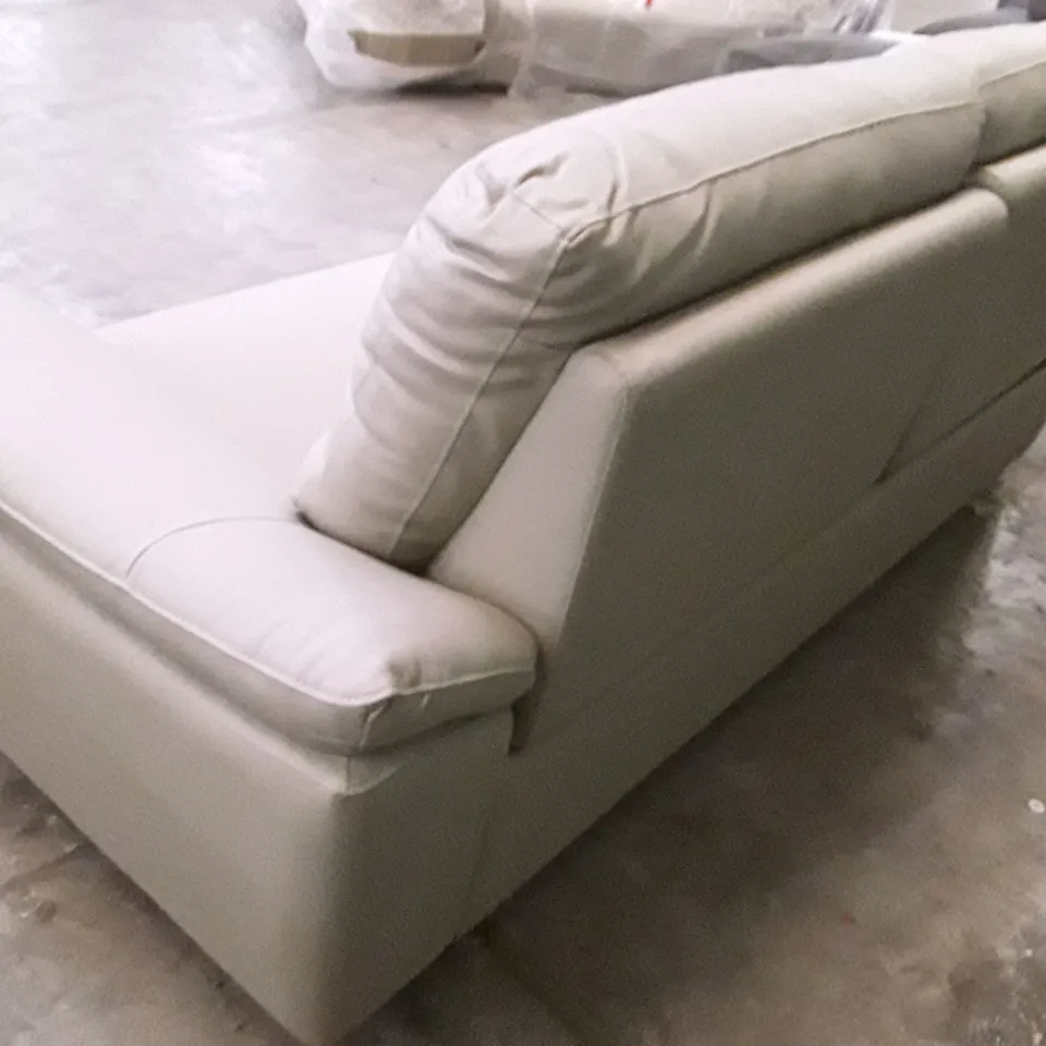 QUALITY DESIGNER PAVILION ELECTRIC RECLINING 3 SEATER SOFA - LIGHT GREY LEATHER