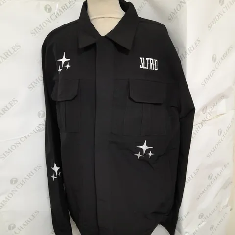 3LTRIO EMBROIDERED SHIRT AND PANTS SET IN BLACK SIZE XL