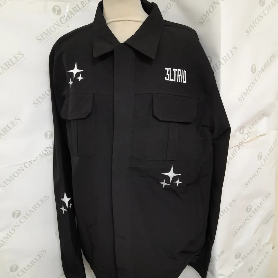 3LTRIO EMBROIDERED SHIRT AND PANTS SET IN BLACK SIZE XL