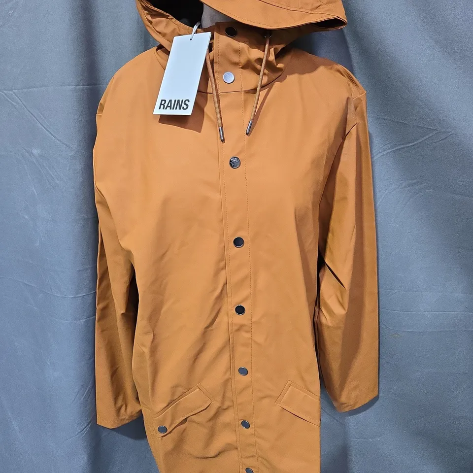 RAINS BUTTON THROUGH JACKET IN RUST - M