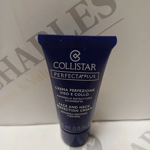 BOX OF APPROXIMATELY 100 X 15ML TUBES OF COLLISTAR PERFECTA PLUS FACE AND NECK PERFECTION CREAM