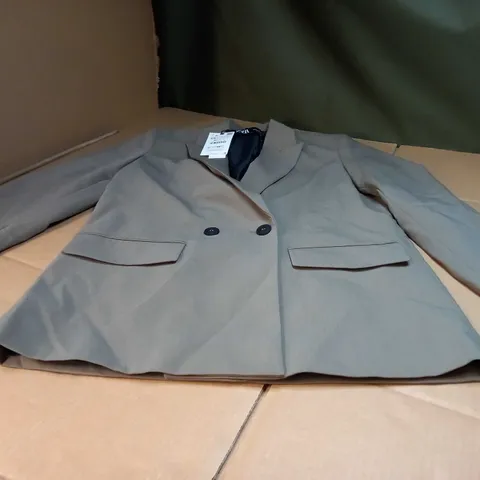 ZARA LIGHT KHAKI OVERSIZED SUIT JACKET - XS