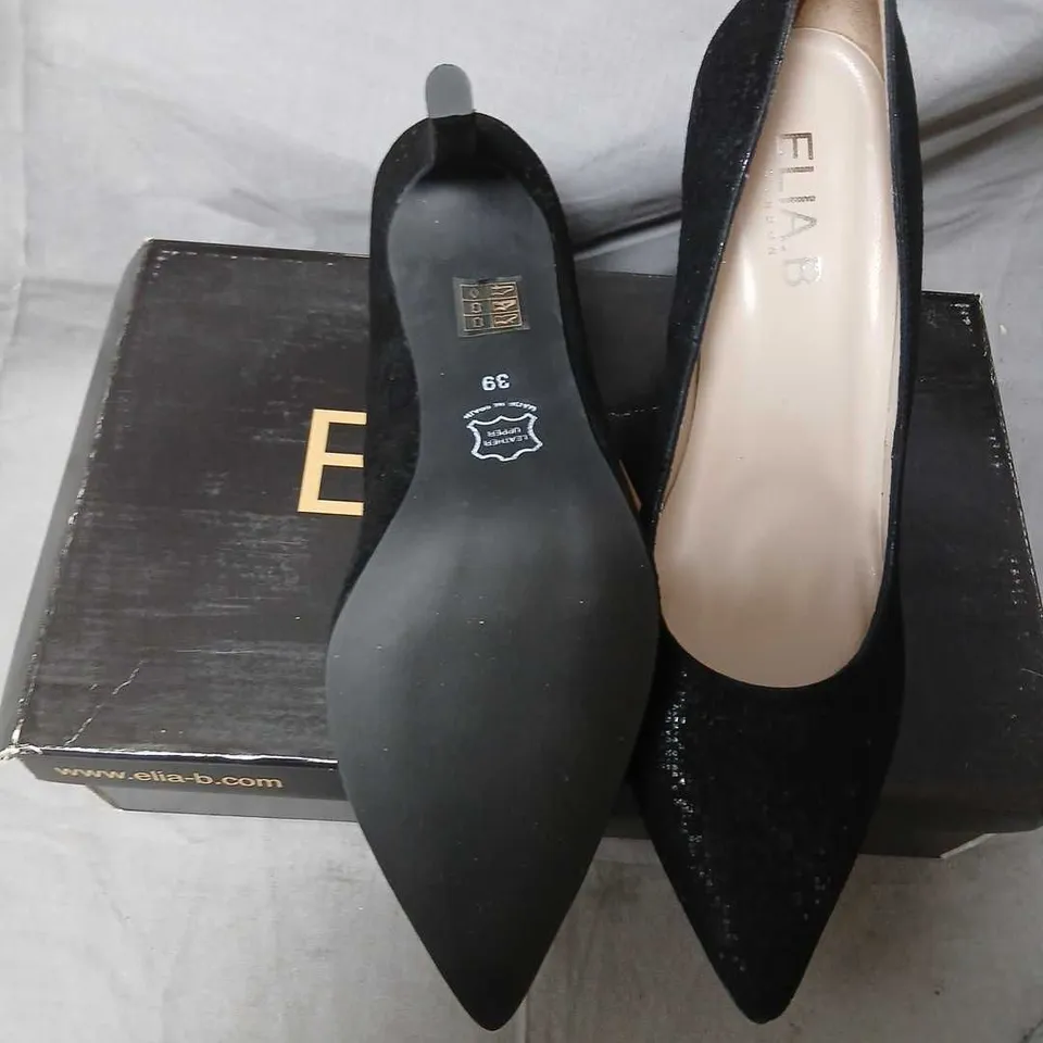 ELIA.B LONDON BLACK GLITTER HEELS – WOMEN'S COURT SHOES, UK 6 (EU 39)