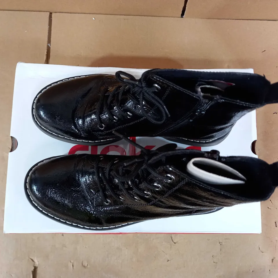 RIEKER BLACK LACE UP BOOTS - UK SIZE 6.5