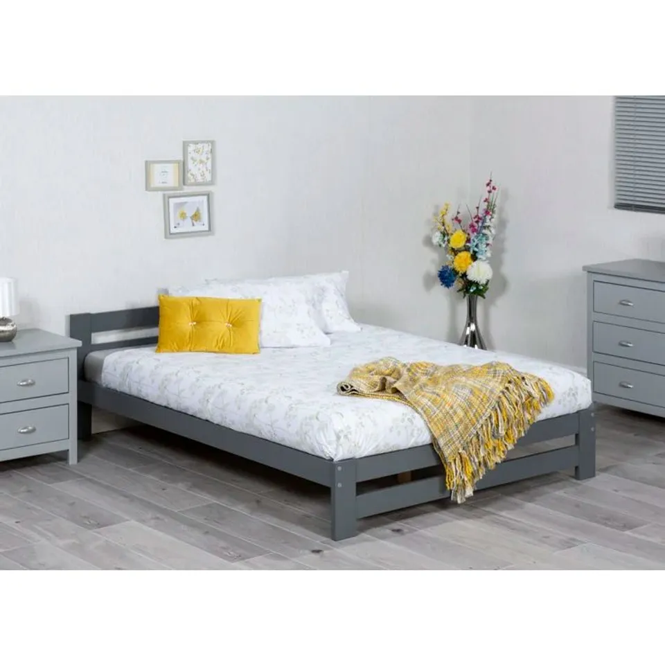 BOXED NICOLAS BED FRAME 4FT6 GREY (1 BOX)