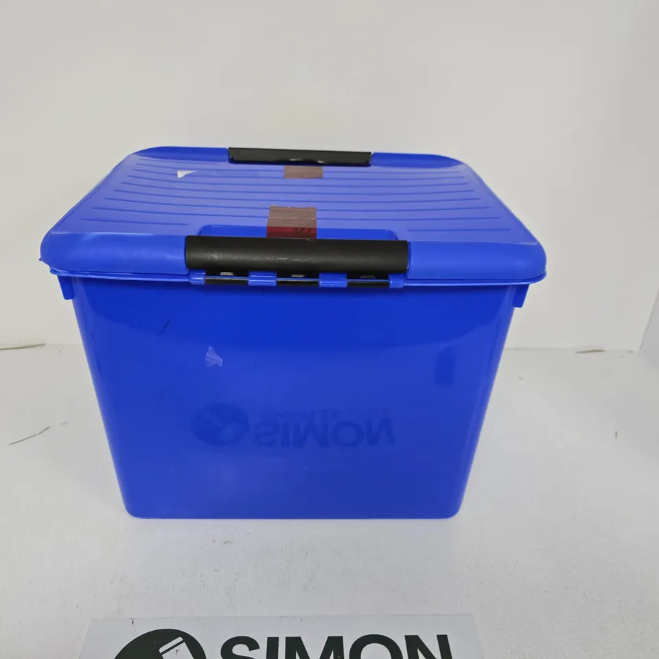 BLUE PLASTIC STORAGE BOX WITH LID