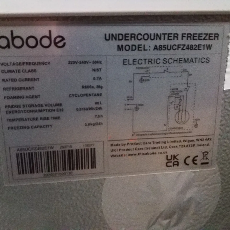 ABODE A85UCFZ482E1W 50CM UNDERCOUNTER FREEZER - WHITE