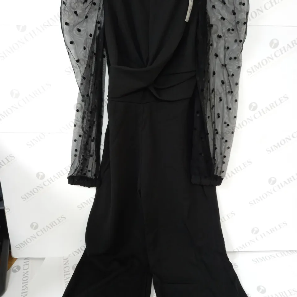 RIVER ISLAND LACE SLEEVED KIDS BLACK PLAYSUIT - 9/10 0YRS