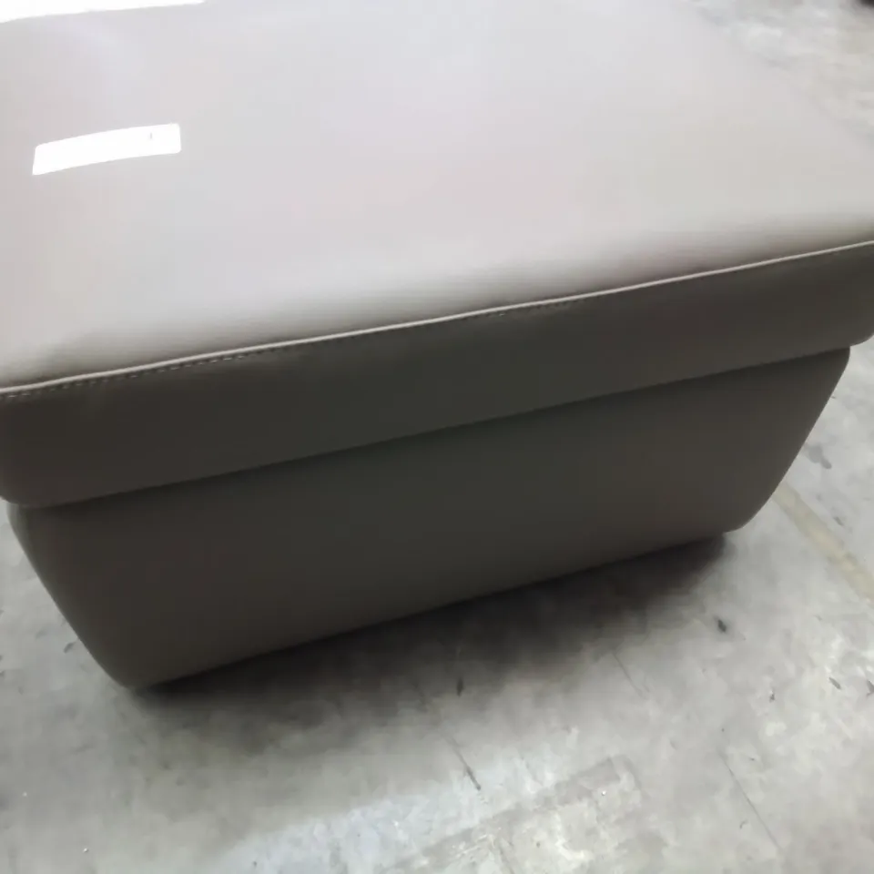 QUALITY ITALIAN DESIGNER PANDORA STORAGE FOOTSTOOL LIGHT MUD LEATHER