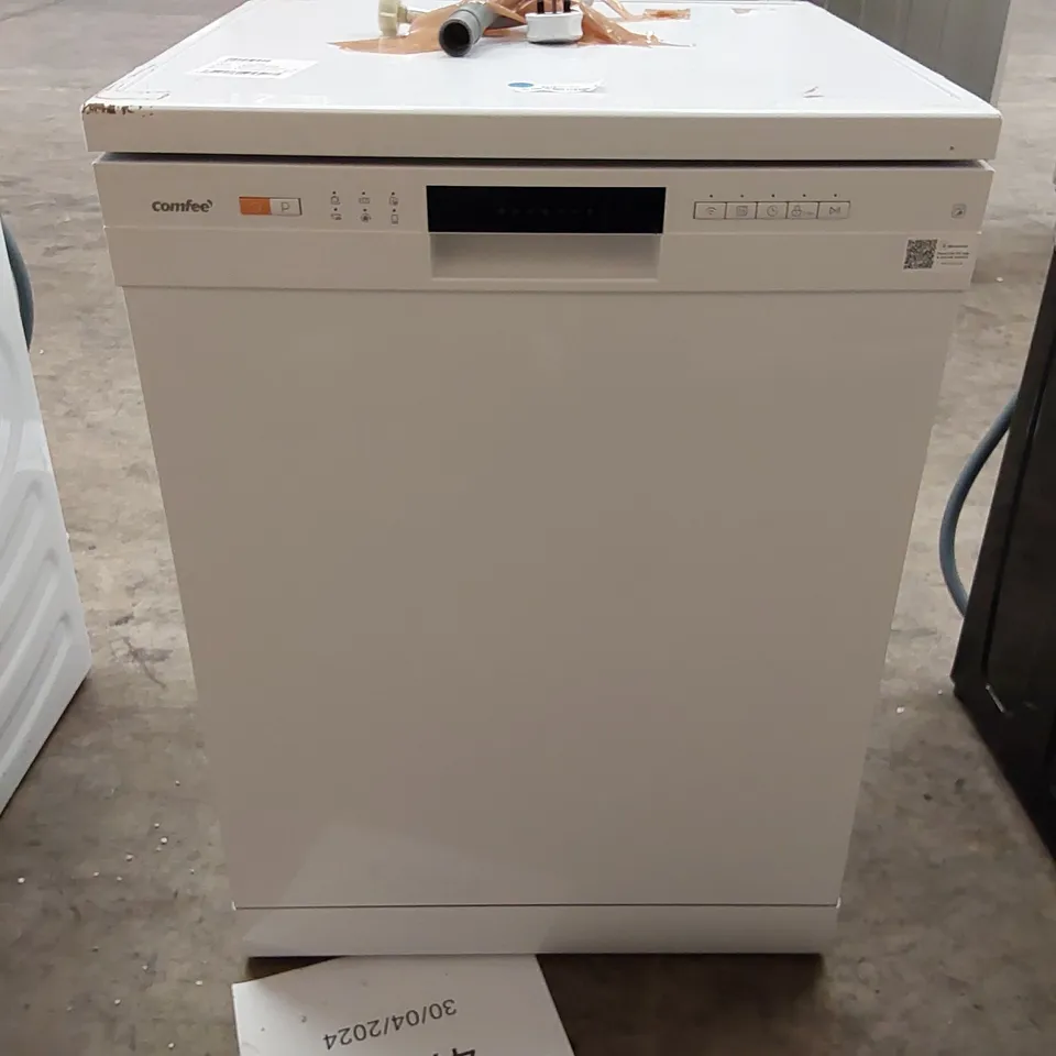 COMFEE' FREESTANDING DISHWASHER FD1201P-W WITH 12 PLACE SETTINGS, CLOUD WASH, DELAY START, HALF LOAD FUNCTION, FLEXIBLE RACKS - WHITE 