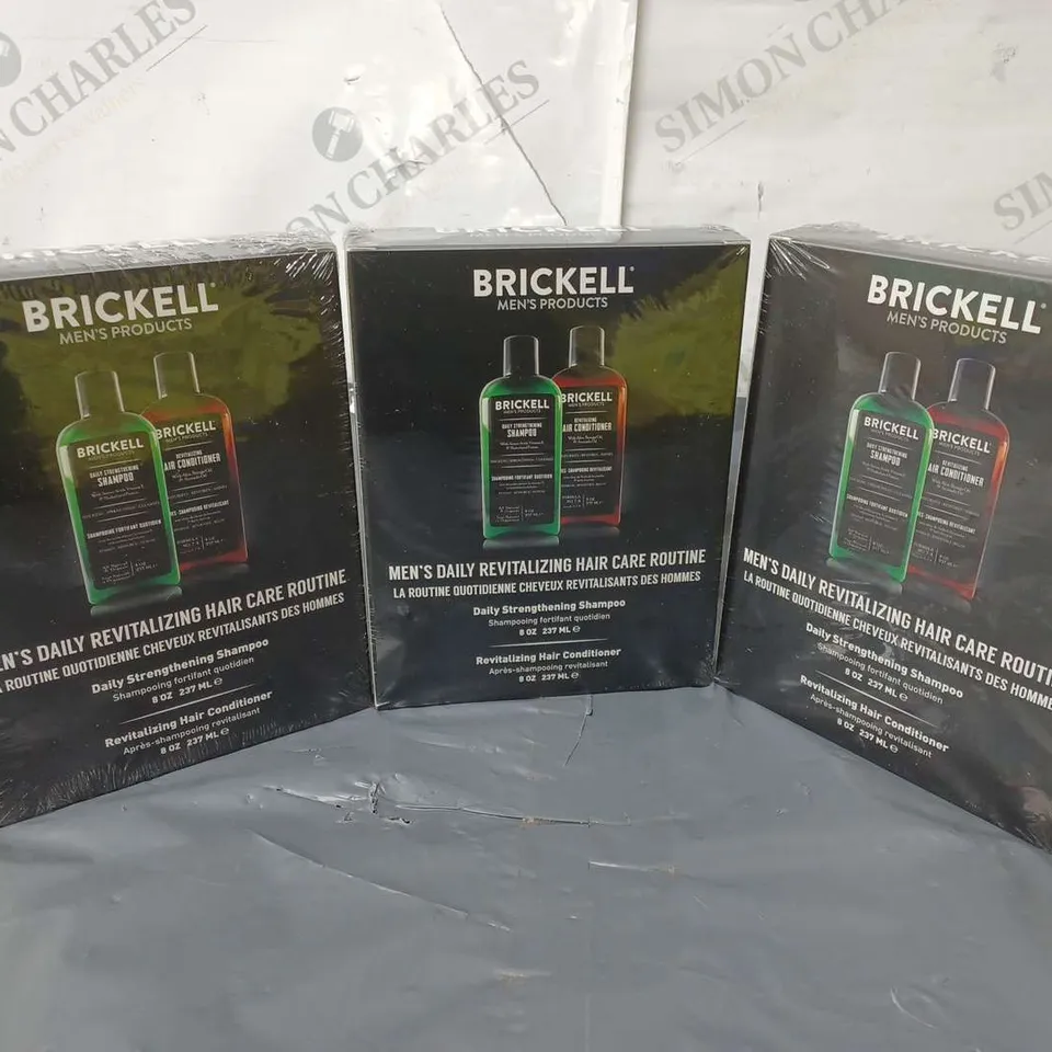 3 BOXED AND SEALED BRICKWELL MEN'S DAILY REVITALISING HAIR CARE ROUTINES