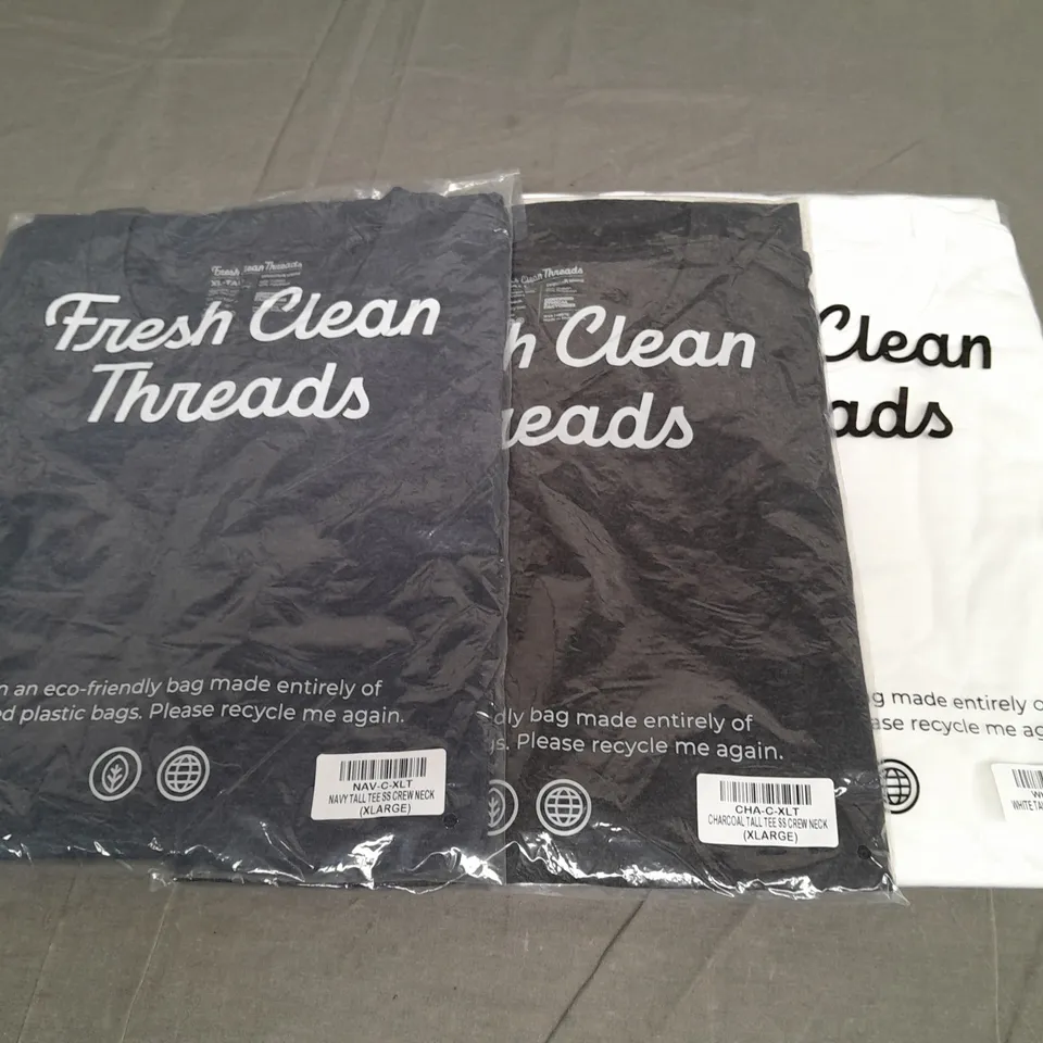 LOT OF 3 BAGGED FRESH CLEAN THREADS T-SHIRTS - ALL XL