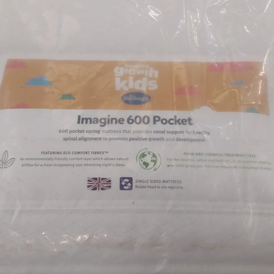 QUALITY BAGGED SILENTNIGHT HEALTHY GROWTH KIDS 90cm SINGLE IMAGINE 600 POCKET MATTRESS 