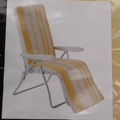 BRAND NEW BAGGED MULTI-POSITION GARDEN RELAXER CHAIR - YELLOW STRIPE