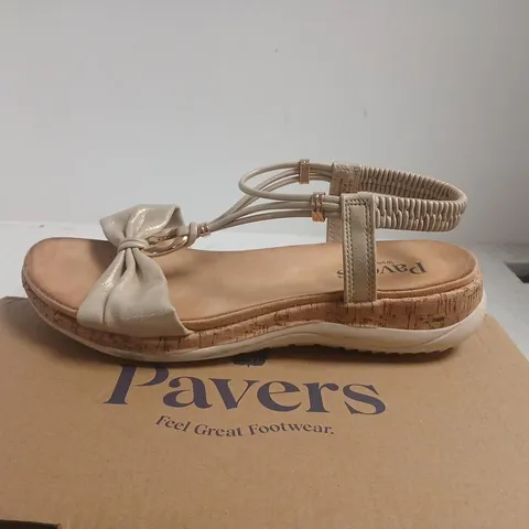 PAVERS WOMEN’S SOFT GOLD SANDALS – UK 7 (EU 40) BOW FRONT, BOXED