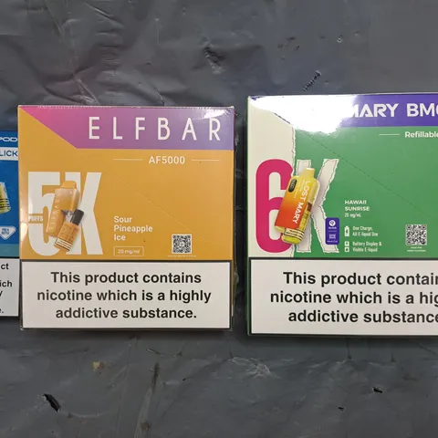 APPROXIMATELY 12 ASSORTED E-CIGARETTE AND VAPE ITEMS TO INCLUDE LOST MARY, ELFBAR, PYNE POD, ETC
