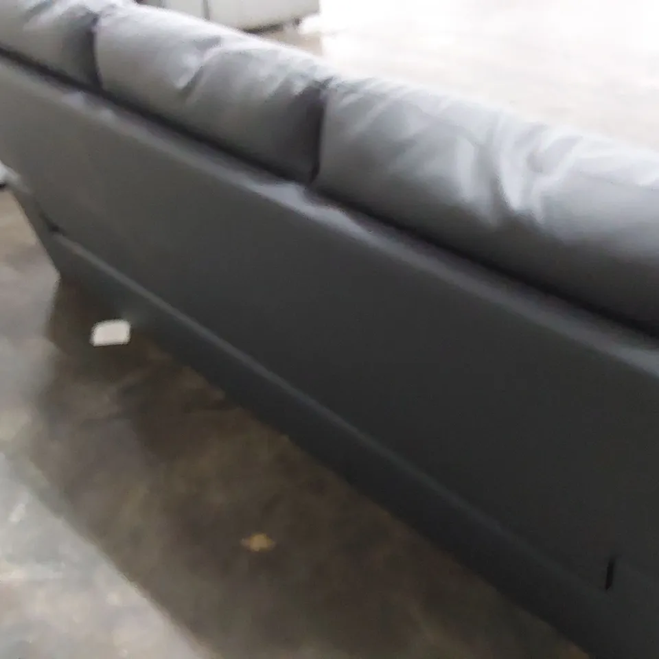 DESIGNER THREE SEATER SOFA GREY LEATHER 