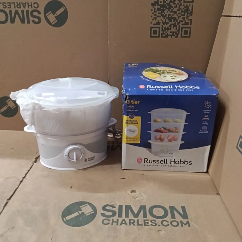 BOXED RUSSELL HOBBS 3 TIER STEAMER - WHITE 21140