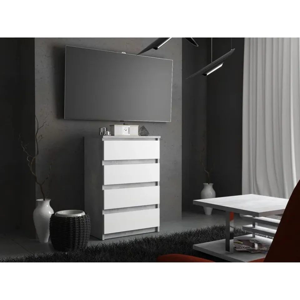 BOXED FERDIE 4 DRAWER 60CM CHEST OF DRAWERS WHITE