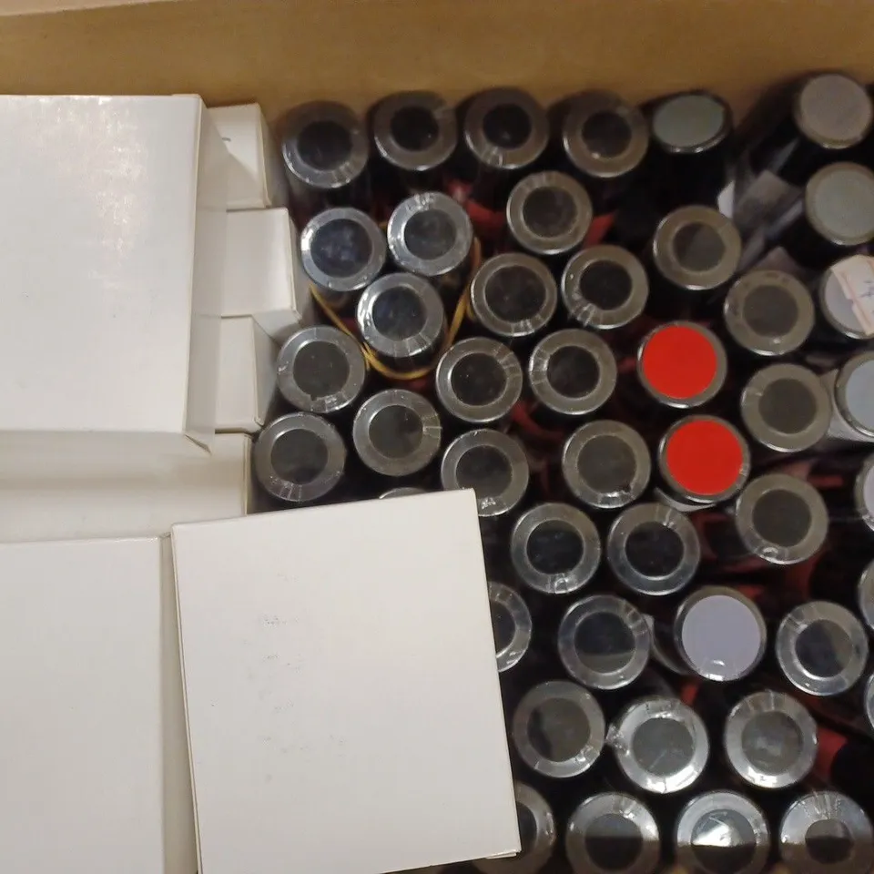 BOX OF APPROXIMATELY 100 X 8ML VIALS OF ALLESANDRO STRIPLAC NAIL POLISH IN RUBY RED, MIRROR MIRROR