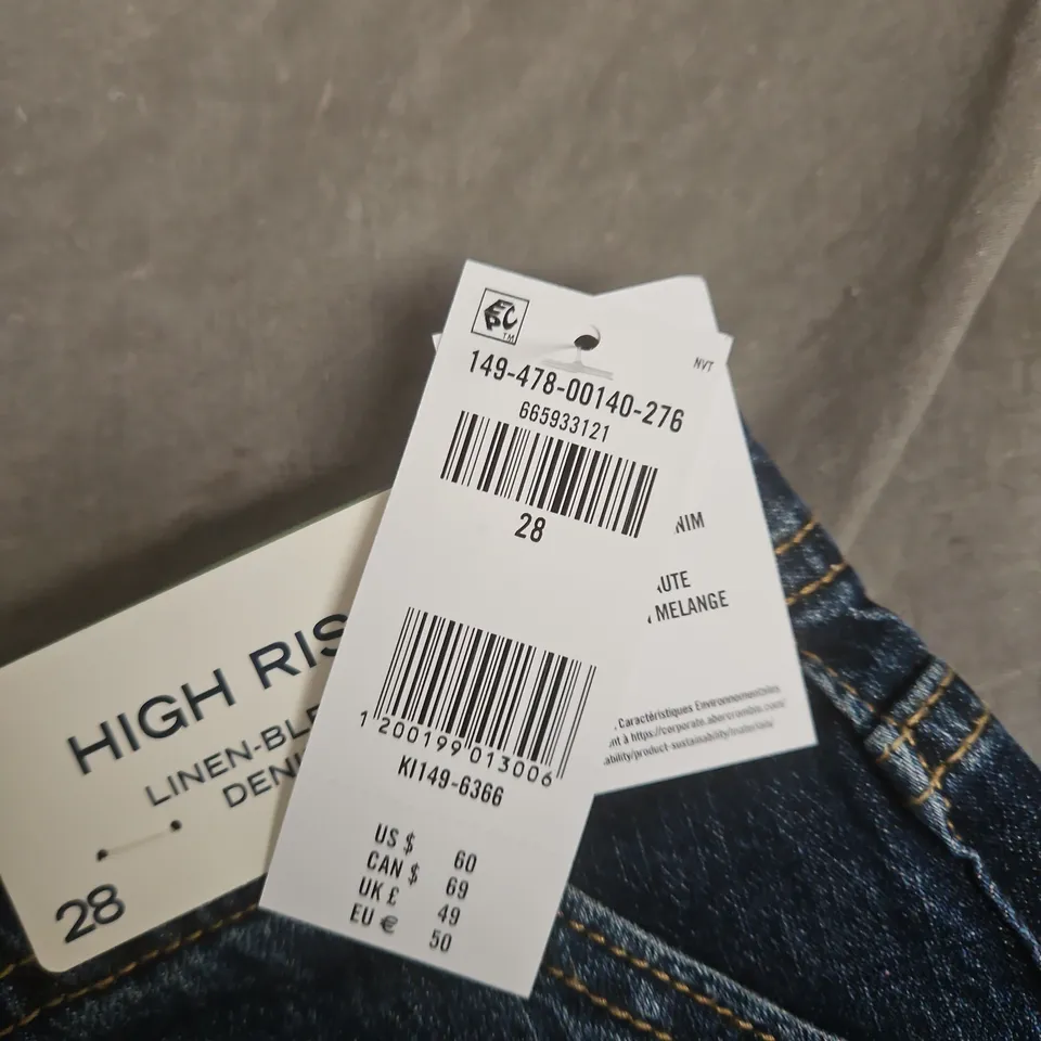 ABERCROMBIE & FITCH HIGH RISE LINEN-BLEND DENIM SHORTS – UK 10 (28)