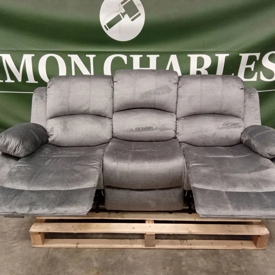 ALAIYNA 3 SEATER WIDE HOME THEATER MANUAL RECLINER SOFA - GREY