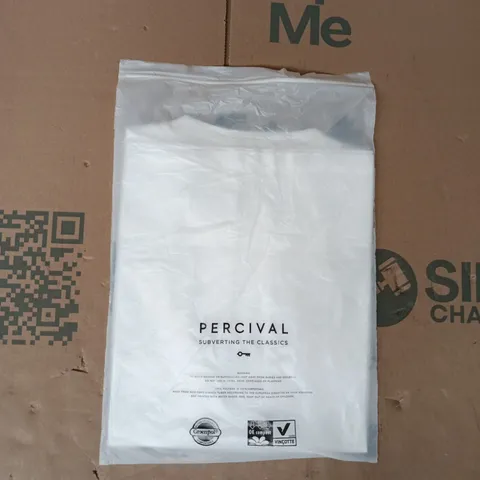 BAGGED PERCIVAL EMBROIDERED ORGANIC COTTON WAVE T-SHIRT IN WHITE SIZE LARGE