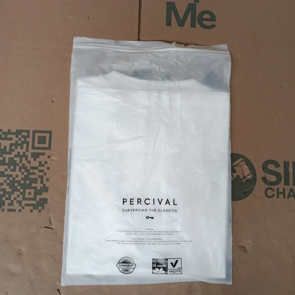 BAGGED PERCIVAL EMBROIDERED ORGANIC COTTON WAVE T-SHIRT IN WHITE SIZE LARGE