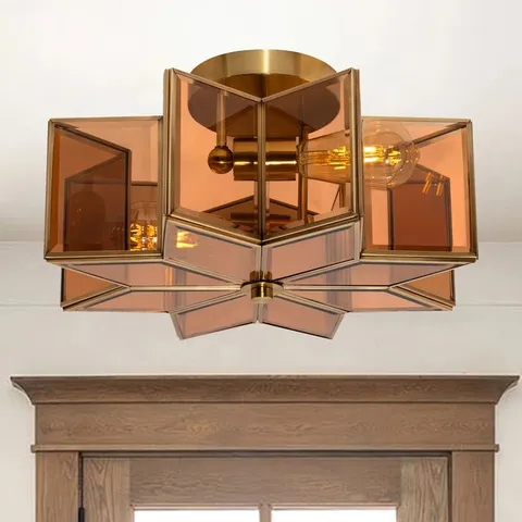 BOXED BRAND NEW AIRE 2 - LIGHT 41CM UNIQUE/STATEMENT STAR SEMI FLUSH MOUNT LIGHT - TAWNY 