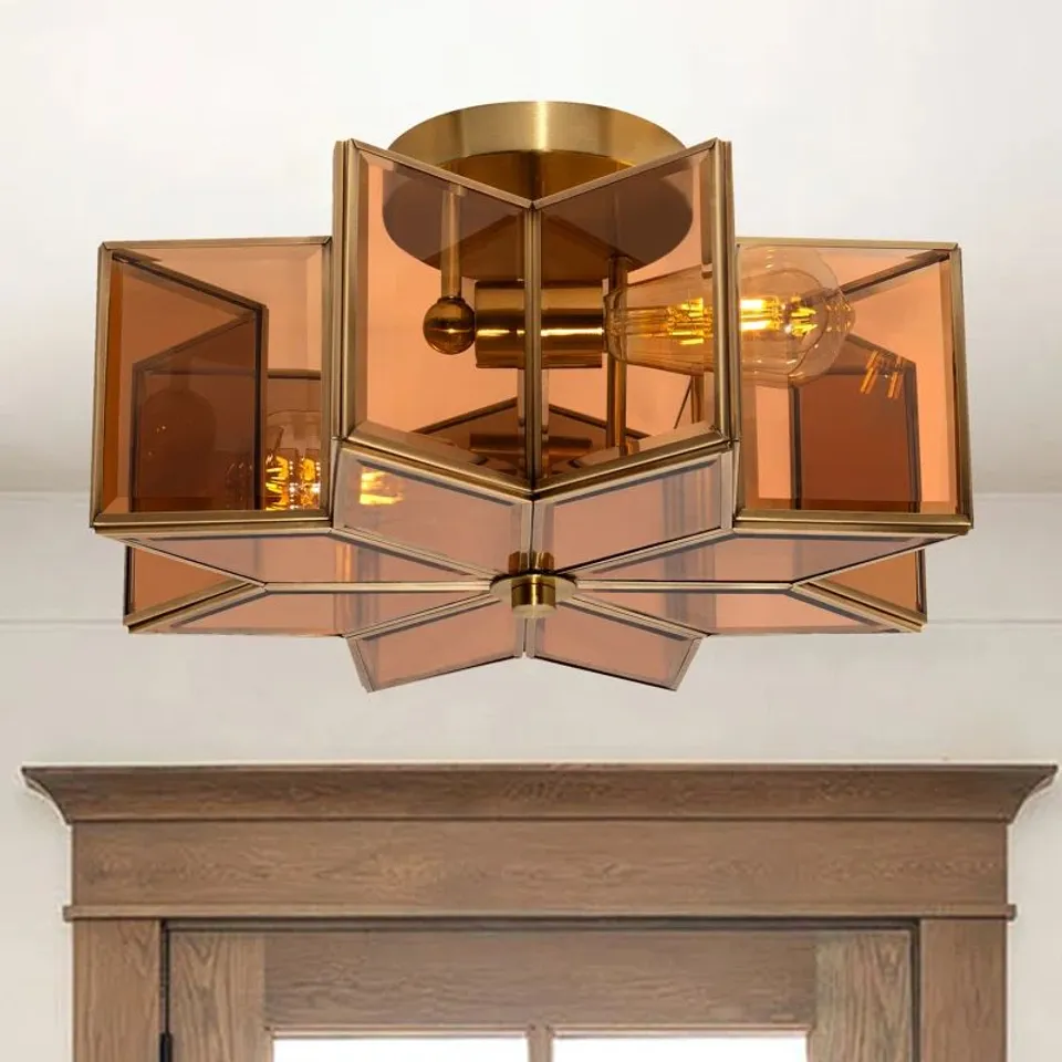 BOXED BRAND NEW AIRE 2 - LIGHT 41CM UNIQUE/STATEMENT STAR SEMI FLUSH MOUNT LIGHT - TAWNY 