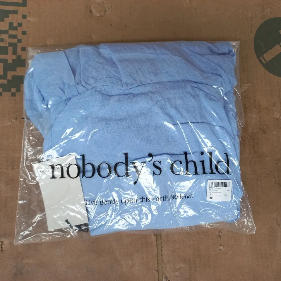 BAGGED NOBODY'S CHILD LAYLA MIDI DRESS IN BLUE SIZE UK 4