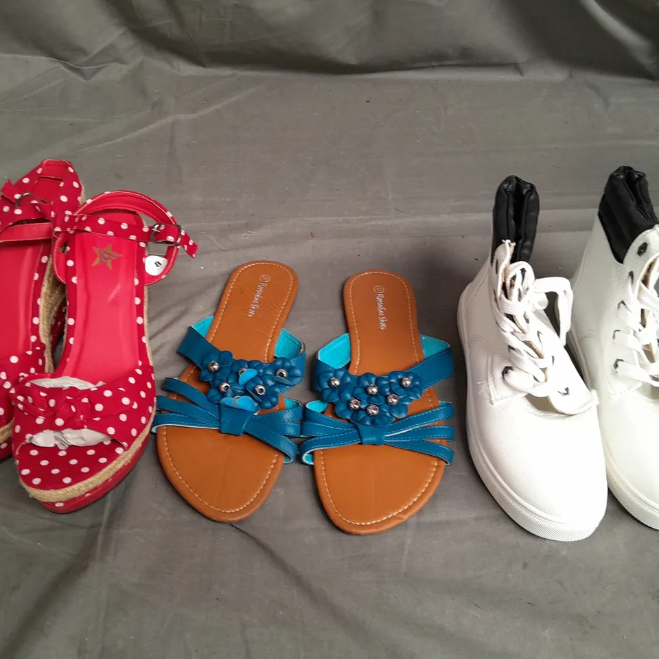 APPROXIMATELY 15 PAIRS OF LADIES SHOES. ASSORTED SIZES, COLOURS AND STYLES