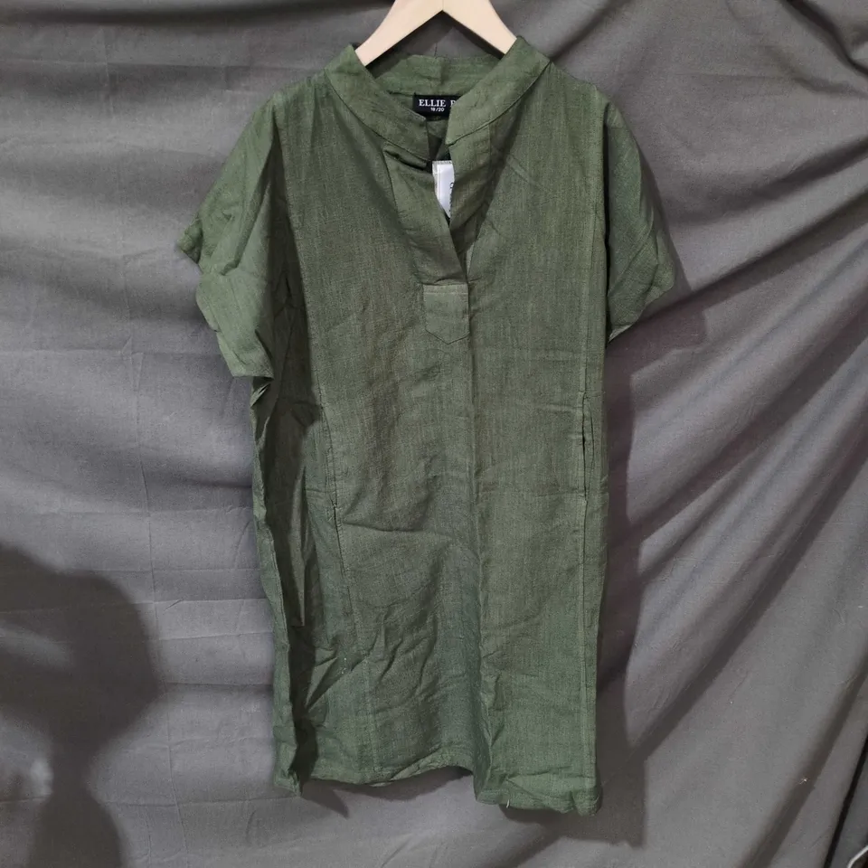 ELLIE B WOMEN'S GREEN SHORT-SLEEVE TUNIC DRESS - UK SIZE 16/20, TAG ATTACHED