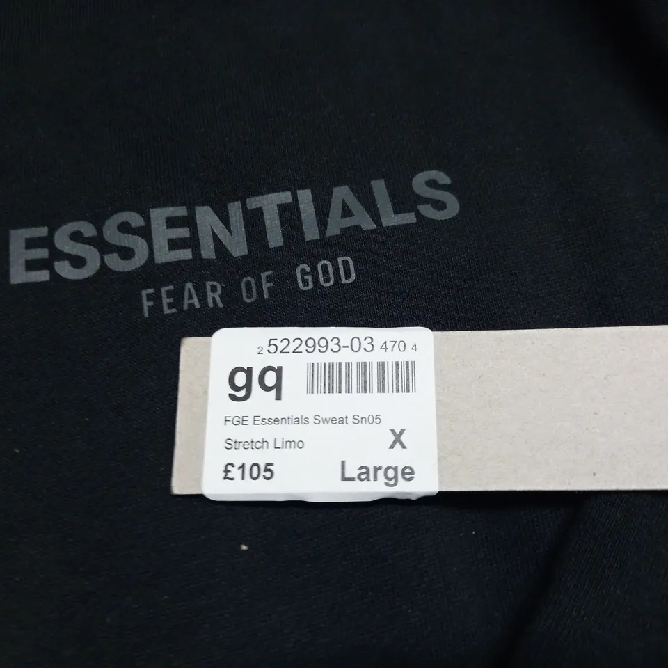 ESSENTIALS FEAR OF GOD CREW SWEATER IN BLACK - XL