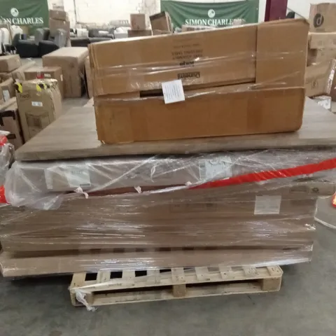 PALLET OF ASSORTED DESIGNER DAMAGED OR INCOMPLETE FURNITURE AND FURNITURE PARTS AND PIECES