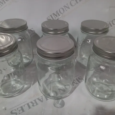 BOXED SET OF 6 GLASS MASON JARS