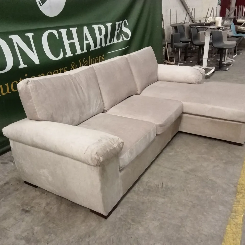 ELIZA RIGHT HAND 3 SEATER FABRIC CHAISE SOFA - BEIGE RRP £1149