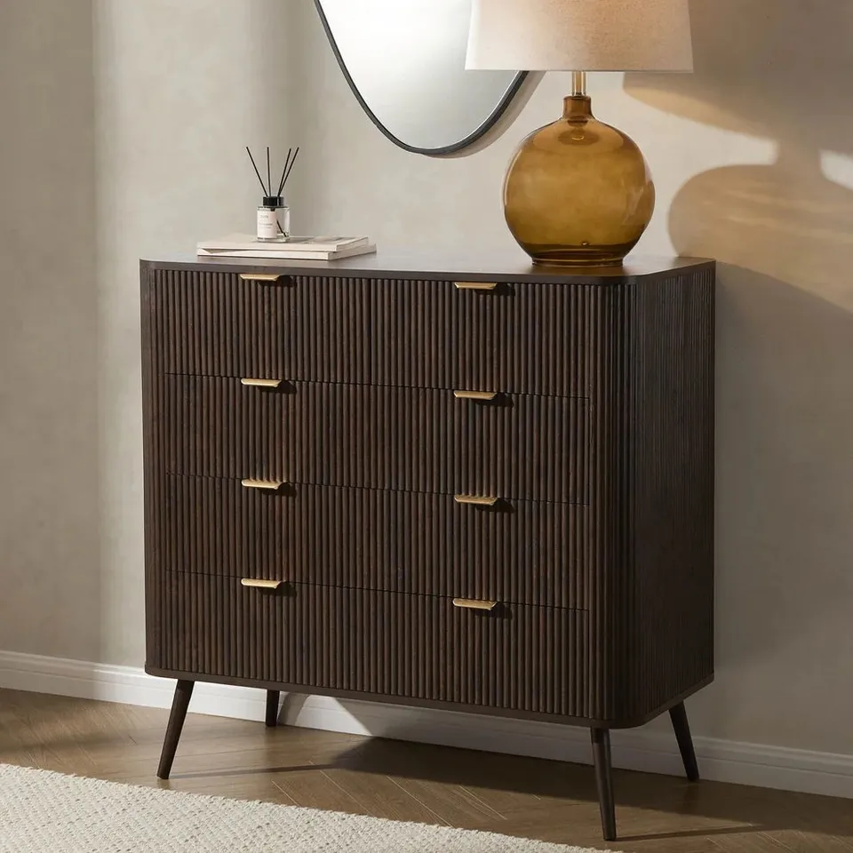 BOXED DUSK HATTIE 5 DRAWER CHEST - WALNUT (1 BOX)