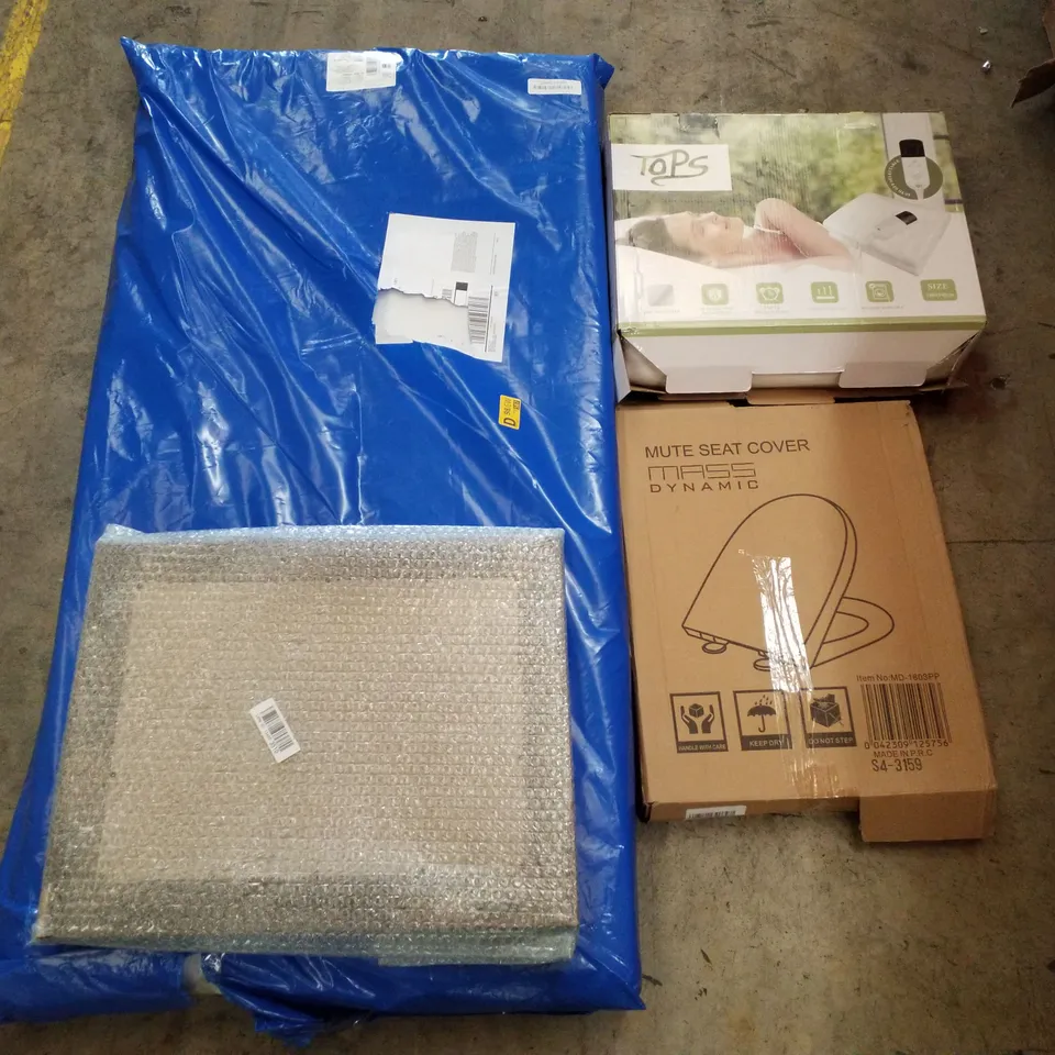 PALLET CONTAINING ASSORTED PRODUCTS INCLUDING HEATED THROW, TOILET SEAT, COT MATTRESSES & PICTURE FRAME