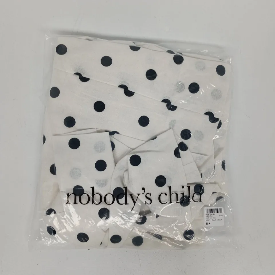 BAGGED NOBODY'S CHILD EMILY MINI DRESS IN WHITE SIZE UK 14
