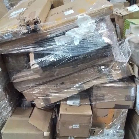 PALLET CONTAINING VARIOUS ASSORTED ITEMS TO INCLUDE, CORDLESS VACUUM, BANQUET CHAIR COVERS AND LOTS MORE UNMARKED BOXED ITEMS 