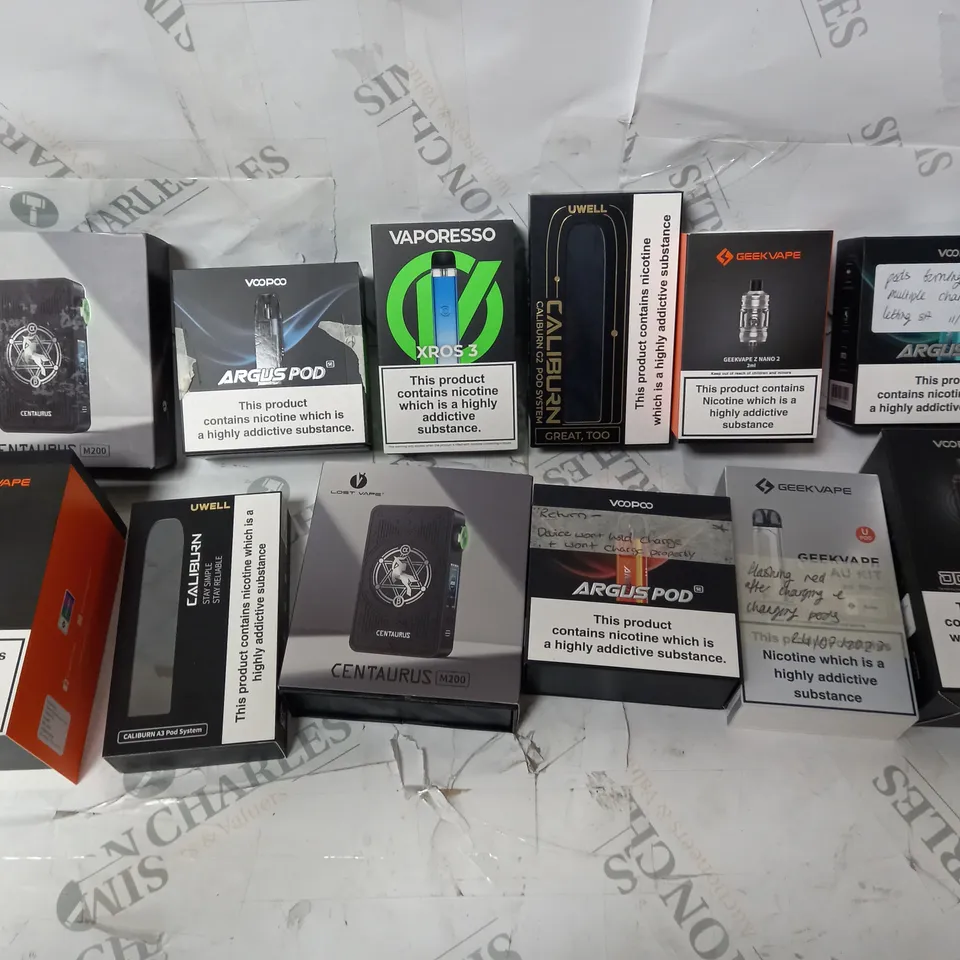 APPROXIMATELY 12 ASSORTED VAPES INCLUDING VOOPOO, UWELL, GEEKVAPE
