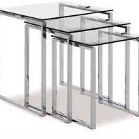 KATRINE NEST TABLE GLASS TABLE TOP CLEAR BASE: CHROME