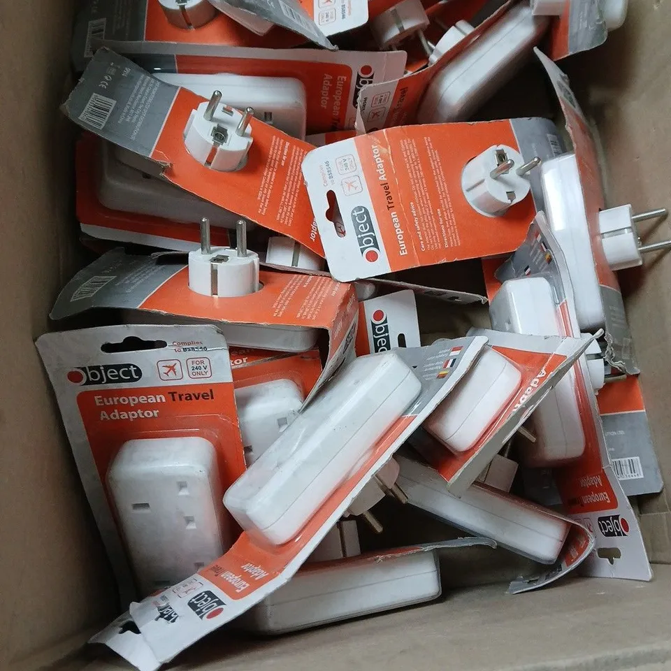 BOX OF APPROXIMATELY 20 X  OBJECT EUROPEAN TRAVEL ADAPTOR 