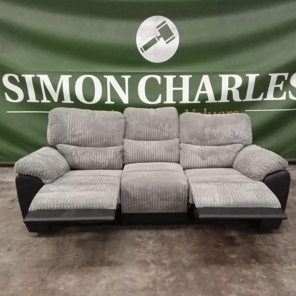 SIENNA FABRIC/FAUX LEATHER HIGH BACK 3 SEATER RECLINER SOFA RRP £849