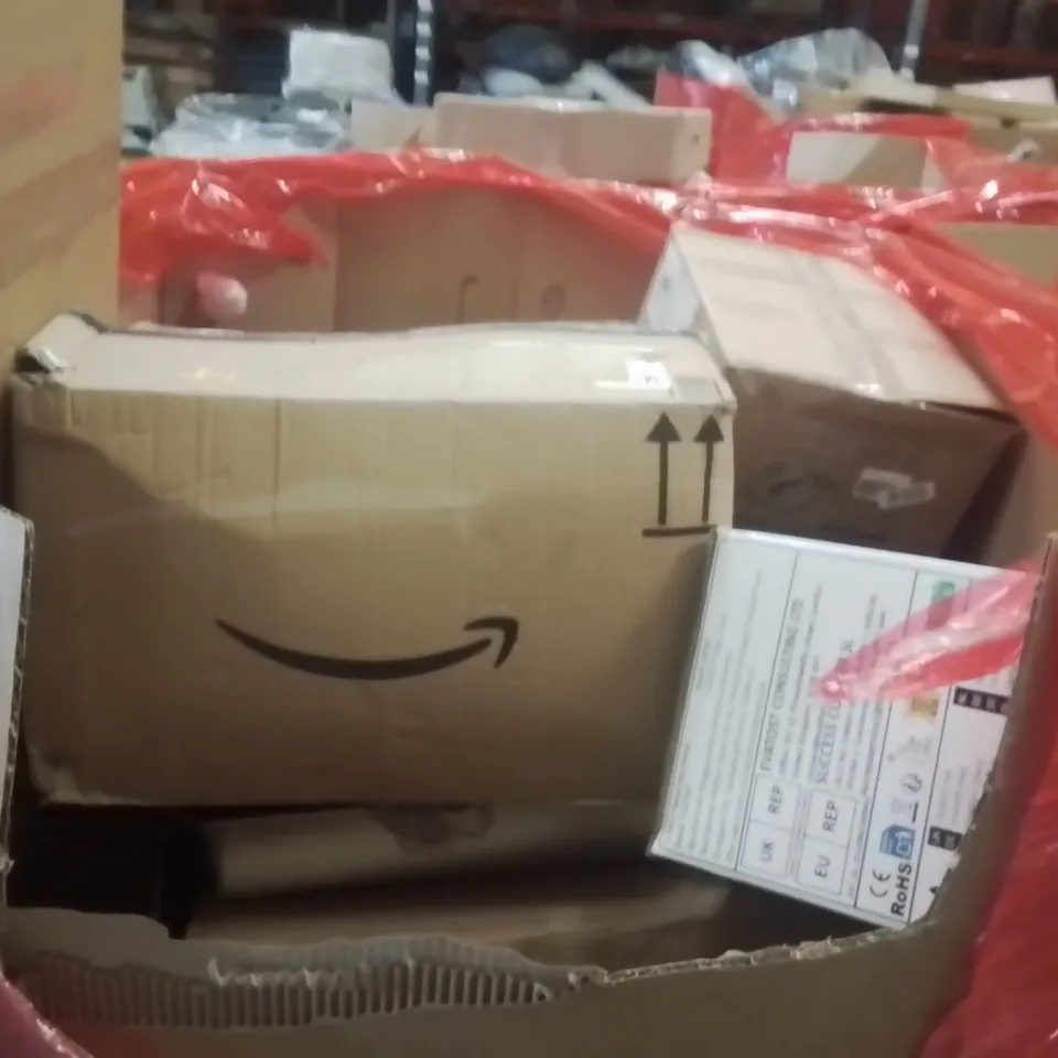 PALLET OF ASSORTED HOUSEHOLD GOODS AND PRODUCTS TO INCLUDE;HEATED CLOTHES AIRER,BABYS UPSEAT CHAIR,SHELF PIANO 