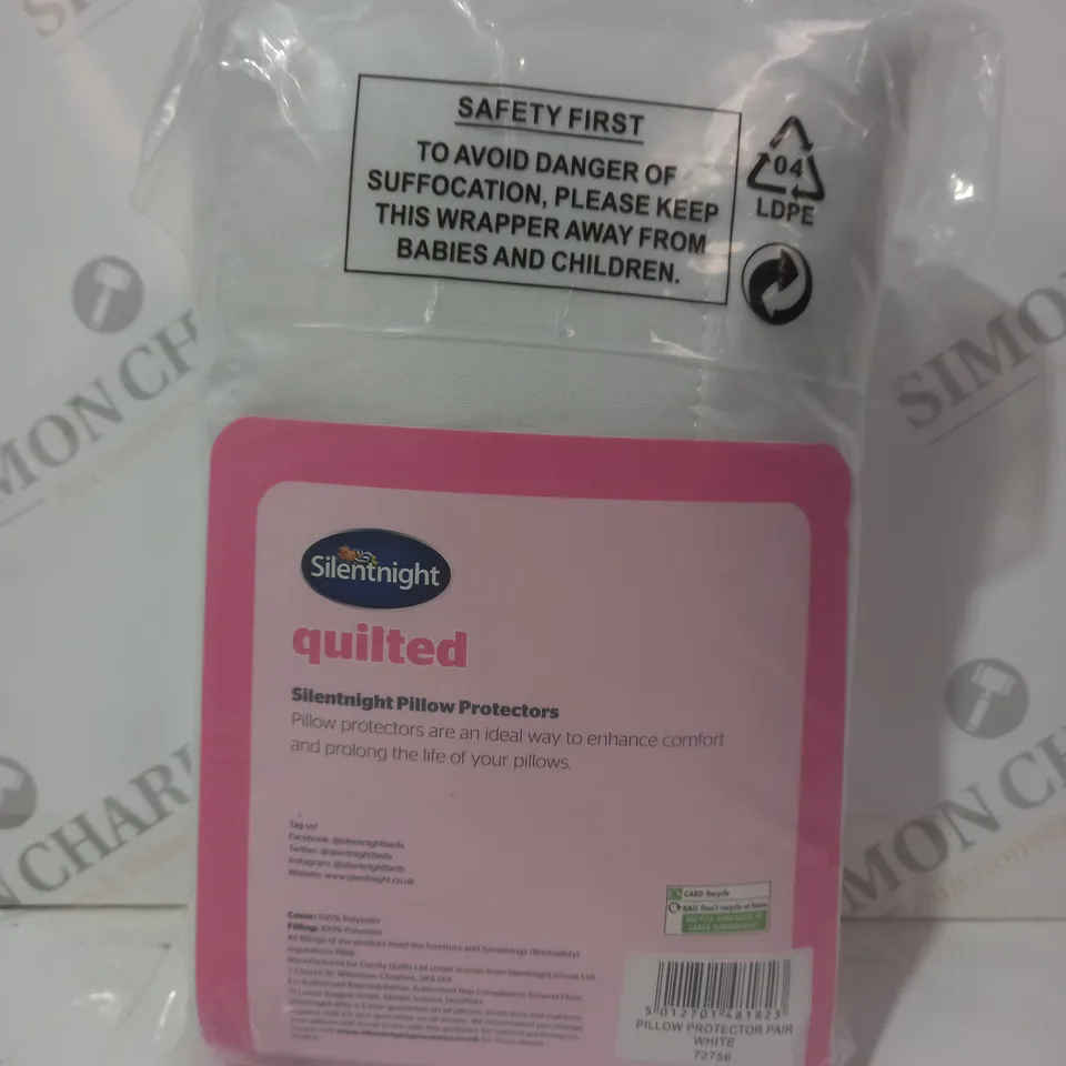 SILENTNIGHT QUILTED PILLOW PROTECTOR PAIR IN WHITE